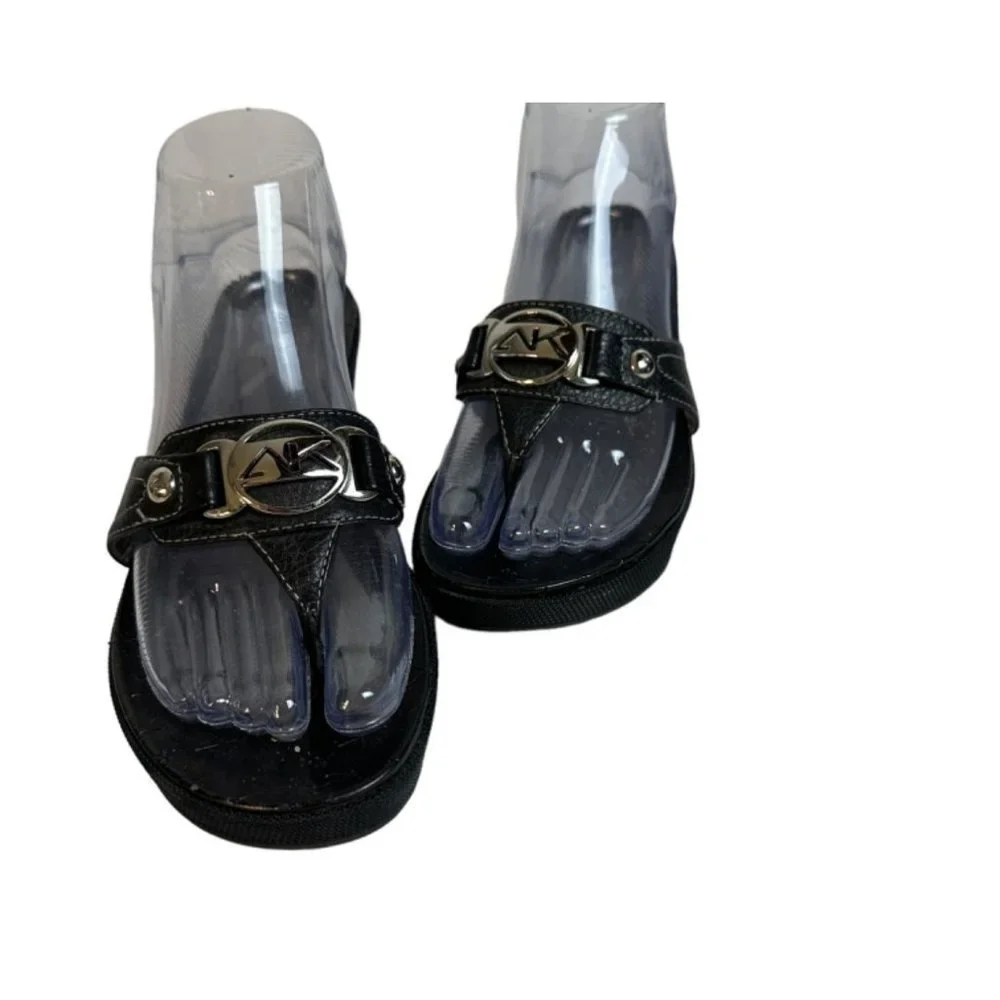 Anne Klein Sports Womens Thong Open Toe Sandals Black Size 7.5 Eur 38 Sku 2506